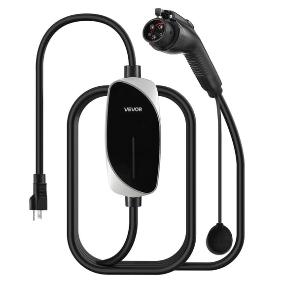 16A Level 1 & 2 EV Charger, 25ft Cable, 120V-240V Portable Electric Vehicle Charging Station with NEMA 6-20 Plug & 5-15 Adapter for J1772 Cars