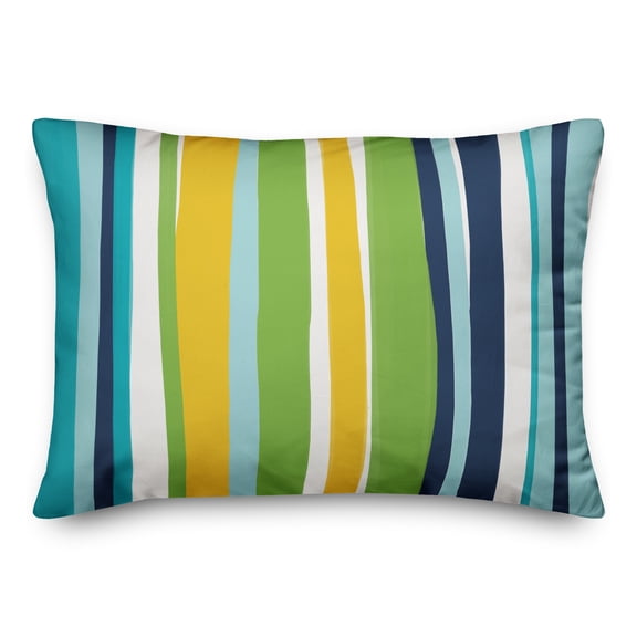 Creative Products Multi Color Stripes Blue Green 14x20 Indoor / Outdoor Pillow