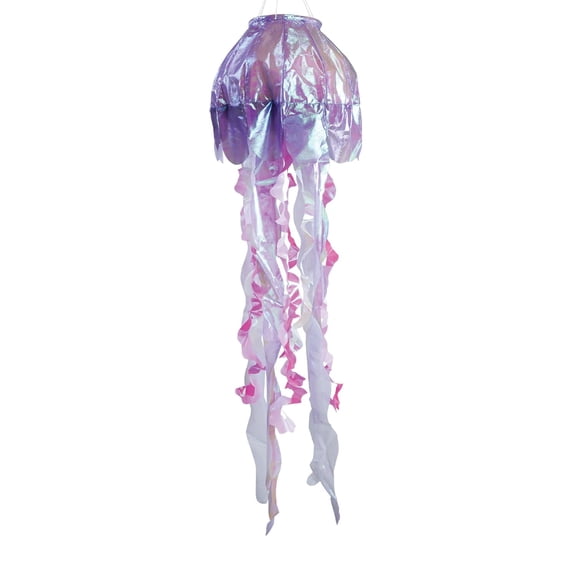 In the Breeze 5258 — 40-inch Purple Iridescent Jellyfish 3D Windsock — Simmering Windsock with Inflatable Head and Free-Flowing Tentacles