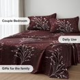 thumbnail image 2 of 4pcs Bed Sheet Set for Full Size Bed - Deep Pocket Fitted Sheet with Red Branch Bedspread, Soft Microfiber Bedding, 2 of 8