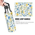 thumbnail image 4 of Blue and Yellow Florals Watercolor Sports Bottle with Straw Stainless Steel Water Jug Portable Thermal Cup Leak-proof 600ML, 4 of 9