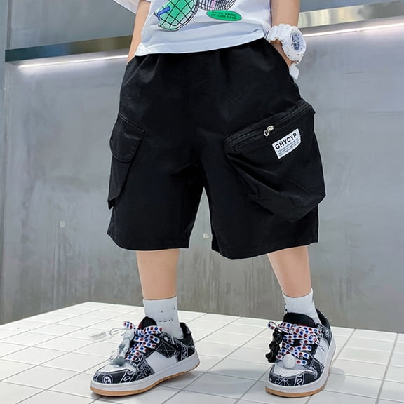 Teen Boys Denim Cutoffs Comfort Relaxed Fit Washed Denim Kids Summer Black Boys Shorts 14-15 Years