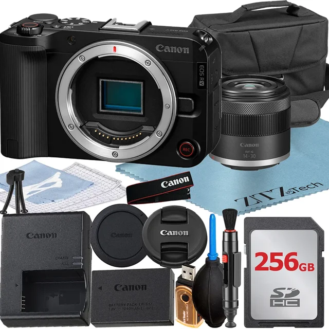 Canon EOS R50 V Appareil Photo Sans Miroir avec Objectif 14-30 mm + Carte Mémoire 256 Go + Ensemble d'Accessoires ZeeTech