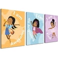 thumbnail image 1 of Cuadros en lienzo para pared de niñas negras, pinturas decorativas inspiradoras para pared, arte de pared para niños, arte de pared para dormitorio de niñas, fácil de colgar, 3 piezas, 1 of 5