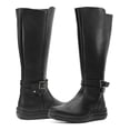 thumbnail image 2 of Bota Larga Para Mujer De Piel Suela Cosida Con Hebilla negro 25, 2 of 6