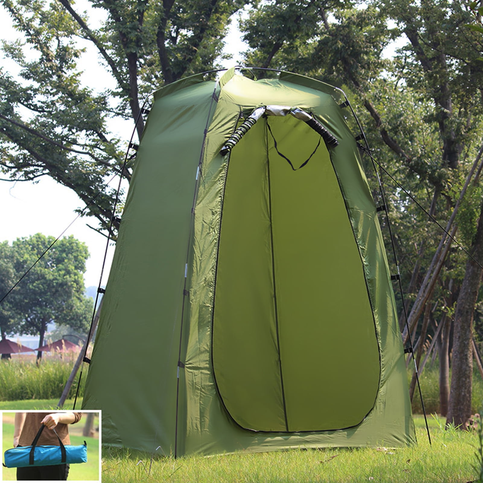 Auwogo Camp Shower Tent, 6FT Camping Privacy Tent, Portable Dressing Changing Room Easy Setup, Toilet Tent with Carry Bag for Beach, Camping, Hiking, Green