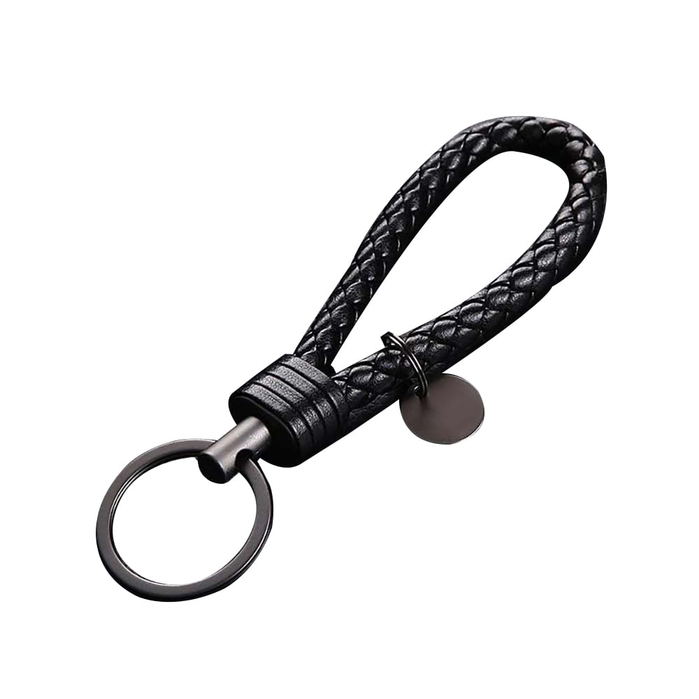 TureClos Classic Black Woven Keychain Fashion Leather Woven Ropes Key