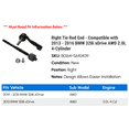 thumbnail image 2 of Right Tie Rod End - Compatible with 2013 - 2016 BMW 328i xDrive AWD 2.0L 4-Cylinder 2014 2015, 2 of 2