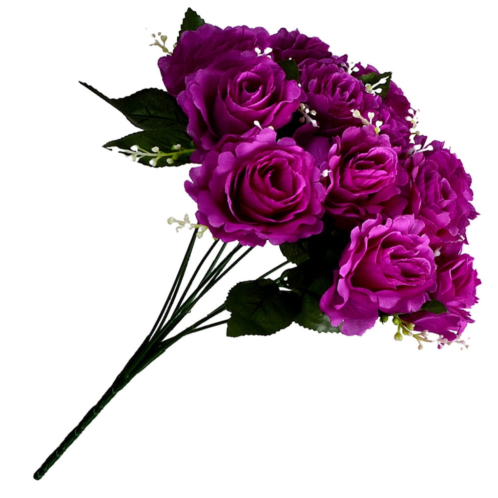 Worallymy 12head Artificial Rose Flower Bouquet Simulation Floral