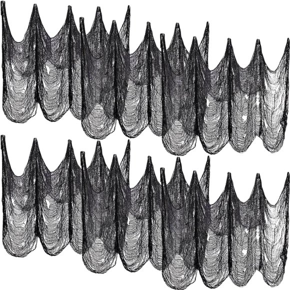 Legigo 6 Pack Black Halloween Creepy Cloth(30 x 72 Inch)- Spooky Scary Gauze for Halloween Party Supplies Home Wall Doorway Outdoor Yard Decor (Black)