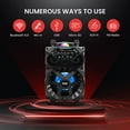 thumbnail image 3 of Pyle Portable Bluetooth PA Speaker - 580W 8” Rechargeable Outdoor BT Karaoke Audio System - TWS, Disco Party Lights, LED Display, FM/AUX/MP3/USB/SD, 6.5mm in, Trolley, Wheels, 3 of 7