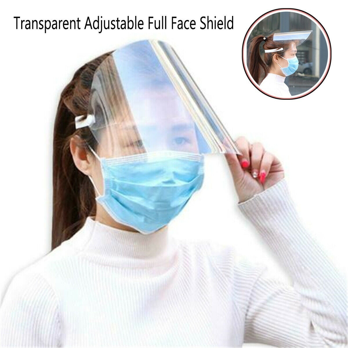 1Pcs Adjustable Anti Droplet Dustproof Full Face Cover Mask Visor Shield Windproof Face Shield