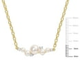 thumbnail image 2 of Everly Women's Cultured Pearl and Topaz Yellow Gold Plated Necklace, 2 of 8