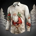 thumbnail image 2 of XDZJLR Men's Christmas Shirts Xmas Santa Printed Button Lapel Long Sleeve Shirt Top Polo Shirts For Men Yellow Xxxl, 2 of 3