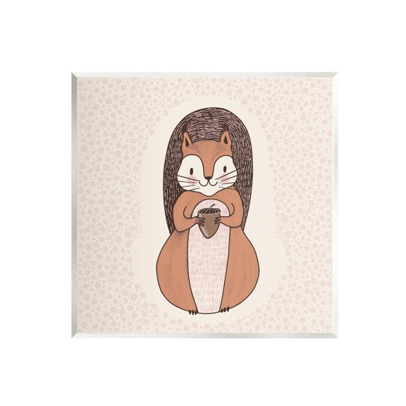 Stupell Industries Squirrel With Acorn Patterned Shapes Woodland Animal Graphic Art Unframed Art Print Wall Art, Design by Birgit Maria Kiennast