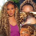 thumbnail image 1 of Pelucas con encaje en la parte delantera Tuviso Hair Ombre Highlight Deep Wave, 26 pulgadas, 1 of 8
