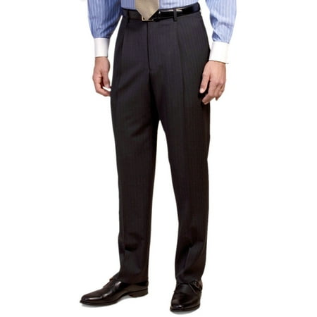 New 5657-2 Brooks Brothers Mens Navy Blue Striped Wool Pleated Dress Pants 33W x 31L