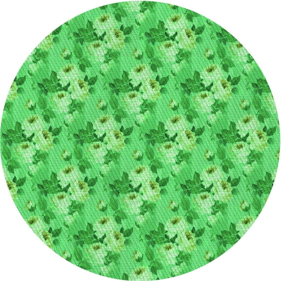 Ahgly Company Machine Washable Indoor Round Transitional Neon Green Area Rugs, 3' Round