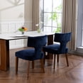 thumbnail image 3 of Mid Century Modern Dining Chairs Set of 2, Farmhouse Chenille Fabric Upholstered Accent Side Chair,Kitchen Chairs with Hardwood Frame, 3 of 11