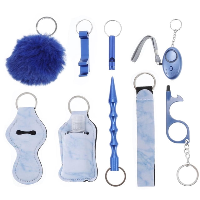 Accesorios De Llavero De Seguridad Juego De Llavero De Autodefensa Multifuncional Kit De Alarma Personal De Sonido Portátil Pulsera De Llavero De Autoalarma Para Niños Adultos Al Aire Libre 10Pcs Speravity EL014251-02