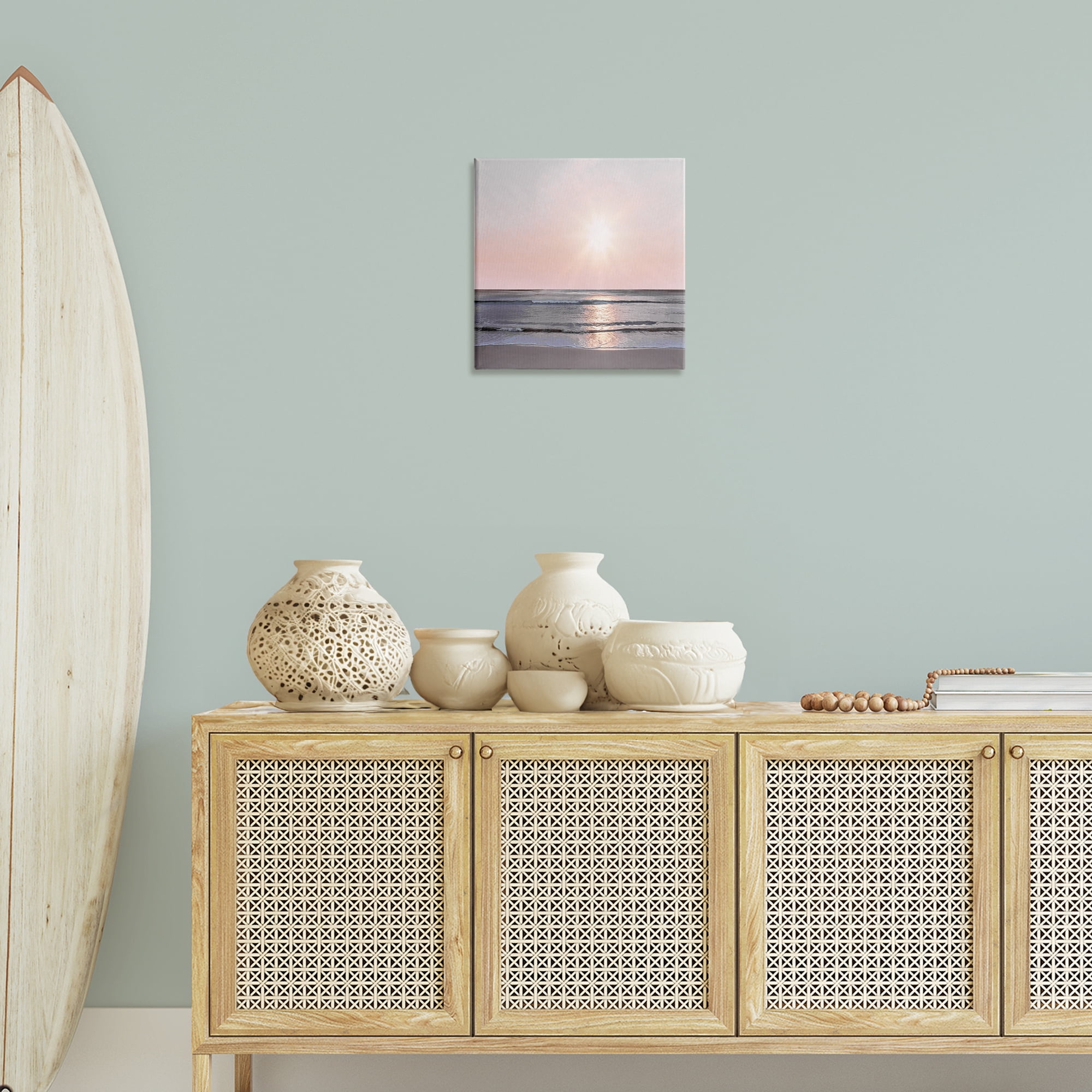 Stupell Industries Peach Sunrise over Beach Nautical & Beach Photography Wrapped Canvas Art Print Wall Art, 17 x 17