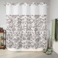 thumbnail image 6 of No Hook Shower Curtain, Farmhouse Grey Shower Curtains for Bathroom with See Through Top Window, Vintage Flower Leaf Botanical Plant Waterproof & Washable Bath Curtain Standard 72"x72", 6 of 9