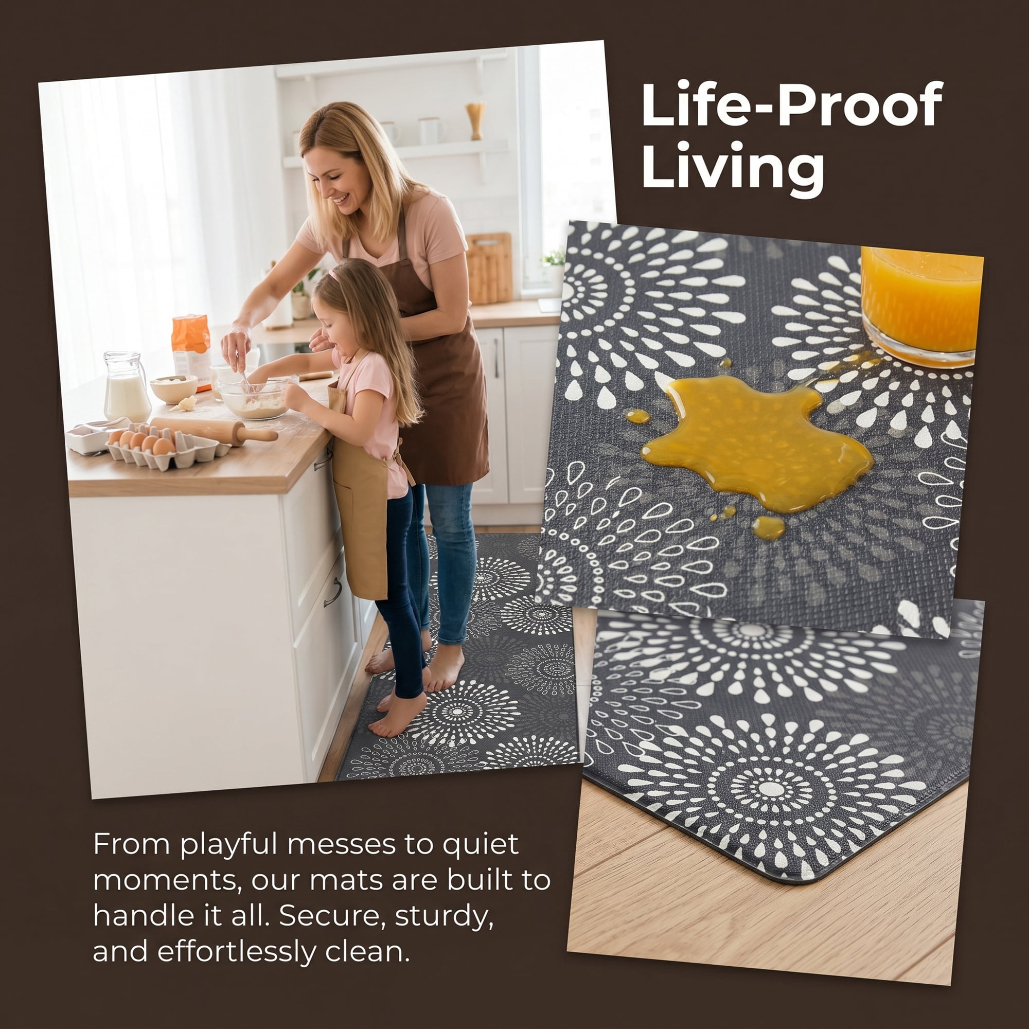 Unique Bargains Cushioned Waterproof Non-Slip PVC Standing Mat Black 47" x 17"