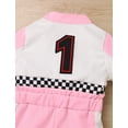 thumbnail image 6 of IWEMEK 1st Birthday Outfit for Baby Girls Jumpsuit Casual Summer Bodysuit Cute Pink Race Car Driver Clothing 2025, 6 of 7