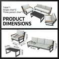thumbnail image 5 of Aluminum Outdoor Sofa,5 Seats Modern Patio Furniture Set,Sectional Sofa Conversation Set with Coffee Table, Upgraded Washable Cushions for Garden Backyard,Grey, 5 of 8