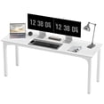 thumbnail image 1 of 71" White Computer Desk with Metal Legs - Industrial Style Office Desk for Home, Living Room & Dining Use - Spacious & Stable Workstation, 1 of 7