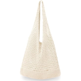 No Boundaries Women's Crochet Icon Tote Bag Natural Flower 10.5x15