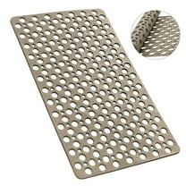 Semfri Bath Tub Shower Mat 30 x 17 inch Extra Soft TPE Non Slip Bath Tub Mats Shower Mats with Drain Holes and Suction Cups for Smooth/Non-Textured Tubs Brown