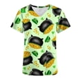 thumbnail image 3 of LSLJS St. Patrick's Day Haut d'Infirmière à Manches Courtes Imprimé avec Poche et Col en V pour Femmes, Blouses Médicales pour Femmes, 3 of 3