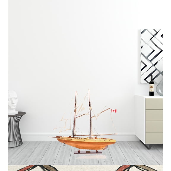 HomeRoots 401998 33 in. Wood Brown Bluenose II Hand Painted Decorative Boat