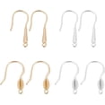 thumbnail image 1 of 8 pares de ganchos para pendientes con forma de pez, 2 estilos, platino y dorado, con bucles horizontales, alambres de latón, accesorios de joyería para hacer joyas tú mismo., 1 of 6