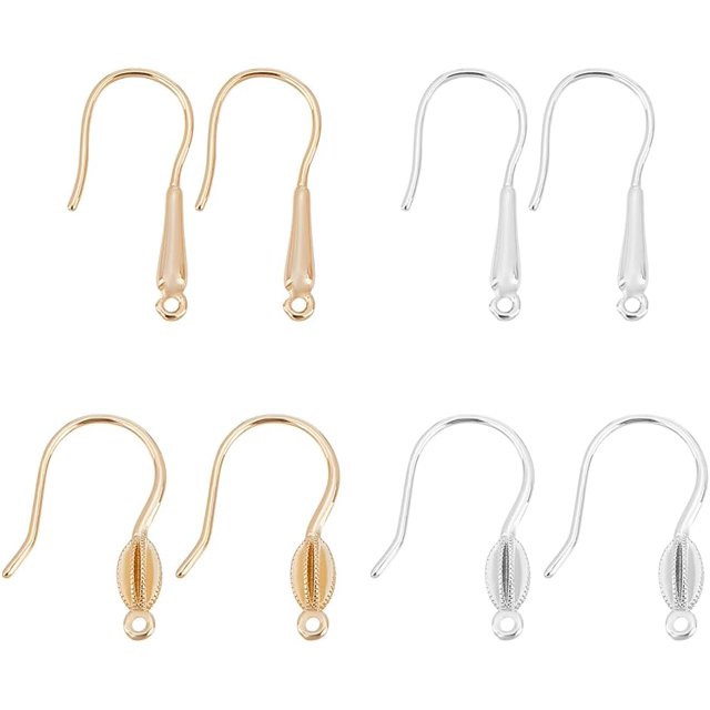 8 pares de ganchos para pendientes con forma de pez, 2 estilos, platino y dorado, con bucles horizontales, alambres de latón, accesorios de joyería para hacer joyas tú mismo.