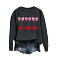 thumbnail image 4 of Valentines Day Crewneck Sweatshirts Womens Cute Valentine Sweater Pullover Long Sleeve Heart Bow Holiday Outfits, 2XL Dark Gray, 4 of 5
