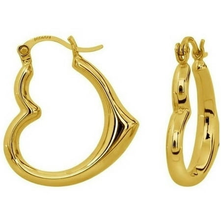 Solid 14kt Yellow Gold Heart-Shaped Hoop Earrings