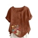 thumbnail image 1 of Vestidos Casuales Para Mujer, Blusas De Mujer De Moda Blusa informal de lino con cuello redondo, manga corta y botones para mujer, 1 of 4
