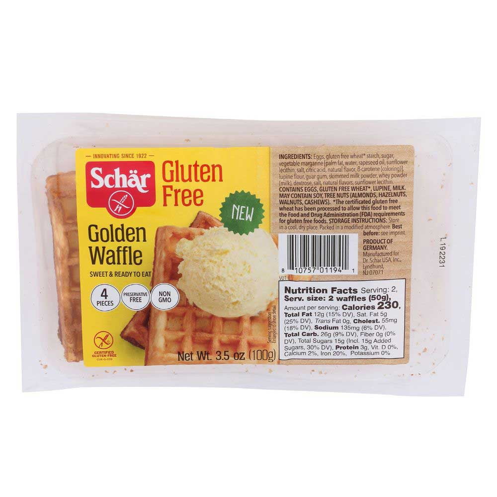Schar Golden Waffles, 3.5 Ounce 6 per case.