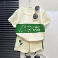 thumbnail image 2 of KPOPLK 2 Piece Boy Clothes Toddler Baby Boys Summer Outfits Short Sleeve Cotton Cute Print T-Shirt Shorts Set, 3 Months-4T Size 18-24 Months,Green, 2 of 6