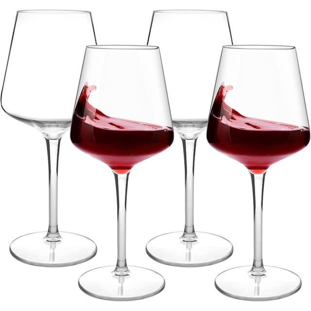 MICHLEY Verres à Vin Flottants pour Piscine, Grands Verres à Vin Rouges Modernes Ensemble de 4, Plastique Tritan Incassable Bourgogne Vaisselle à Pied Réutilisable 15oz