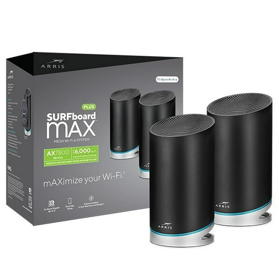 POWERFUL! 2 Pack ARRIS SURFboard Max W130 Tri-Band Mesh Wi-Fi 6 Router (AX7800)*