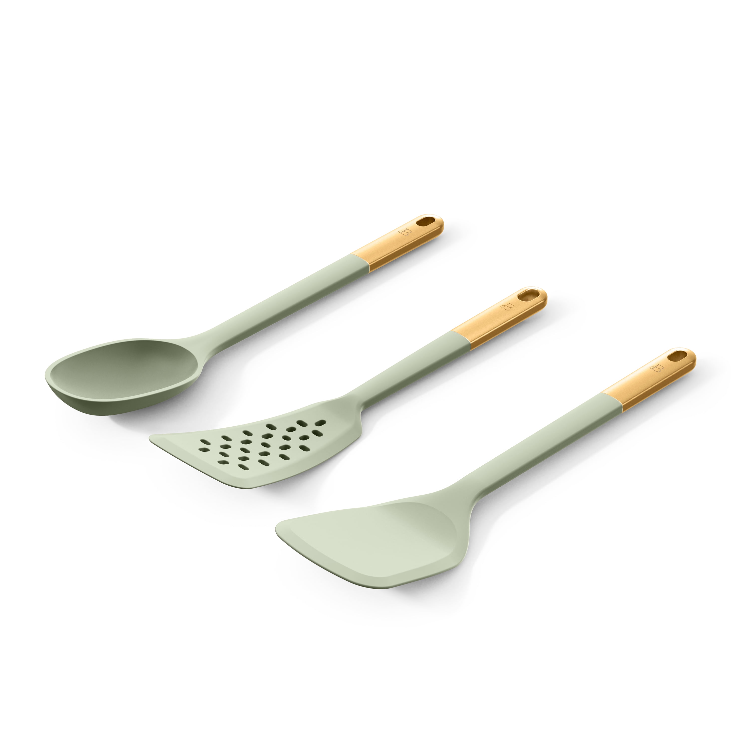 Beautiful 3-Piece Silicone Kitchen Utensil Tool Set, Sage Green by Drew Barrymore