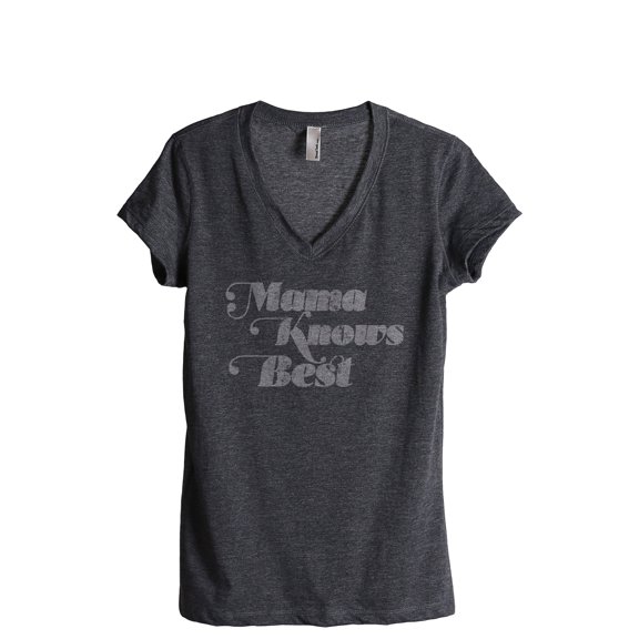 Mama Knows Best Women's Fashion Relaxed V-Neck T-Shirt Tee Charcoal Grey Small