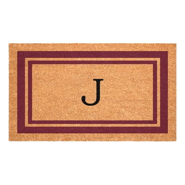 Burgundy Border Monogram Doormat (Letter J)