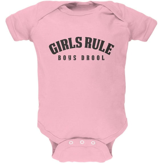 Girls Rule Boys Drool Light Pink Soft Baby One Piece - 12-18 months