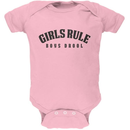 

Girls Rule Boys Drool Light Pink Soft Baby One Piece - 9-12 months