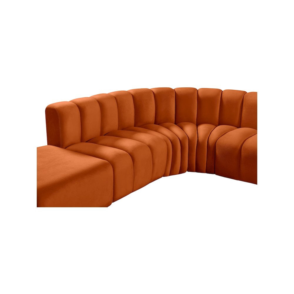 Meridian Furniture Arc Cognac Velvet Modular Sectional