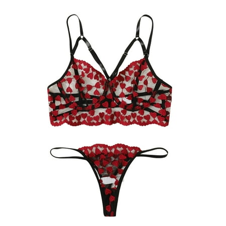 

EUHDSSDE Follure Sexy G-string Flowers Embroidery Bralette Lace Bra Bustier Lingerie Thong